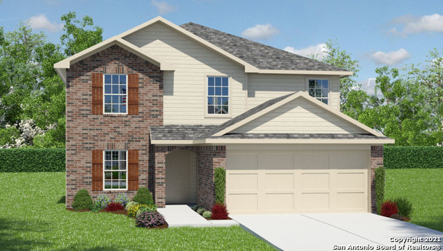 This home is currently under construction. The Landry is one of our larger floor plans, specifically designed with you and your growing family in mind. This layout features two-stories, 2678 square feet, 5 bedrooms, and 3.5 bathrooms.  The covered front patio opens into a foyer, utility room, and beautiful formal dining room with natural light.  The dining room leads into an open concept kitchen with stainless steel appliances, granite countertops, white subway tile backsplash, and angled kitchen island that faces the spacious family room, perfect for entertaining!  A covered back patio is located off the family room.  The private main bedroom suite is also located off the family room and features ceramic tile flooring, desirable double vanity sinks, separate garden tub and shower, private water closet, and large walk-in closet with plenty of shelving.  A half bath and storage closet are located by the stairs.  The second story features a versatile loft filled with natural light, two full bathrooms, four secondary bedrooms with spacious closets and a linen closet.  You'll enjoy added security in your new home with our Home is Connected features.  Using one central hub that talks to all the devices in your home, you can control the lights, thermostat and locks, all from your cellular device.  Additional features include tall 9-foot ceilings, 2-inch faux wood blinds throughout the home, luxury vinyl plank flooring in the entry, family room, kitchen, and dining area, ceramic tile in the bathrooms and utility room, pre-plumb for water softener loop, and full yard landscaping and irrigation.  Welcome to The Canyons at Amhurst! Find beautiful new homes in the fast-growing northwest side of San Antonio, located off Potranco Road, just minutes away from Lackland Air Force Base.    Floor plans vary from three to five bedrooms and include granite kitchen countertops, stainless steel appliances, 9-foot ceilings and much more. These spacious floor plans range from 1,400 square feet to over 2,600 square feet. The Canyons at Amhurst new construction homes will feature D.R. Horton's new smart home system, Home Is Connected, ensuring security and peace of mind. Don't miss out on these new homes in a great location and at a great price!    Highlights Include:  Northside Independent School District  Minutes away from Lackland Air Force Base  USDA 100% Financing Available if you qualify*
