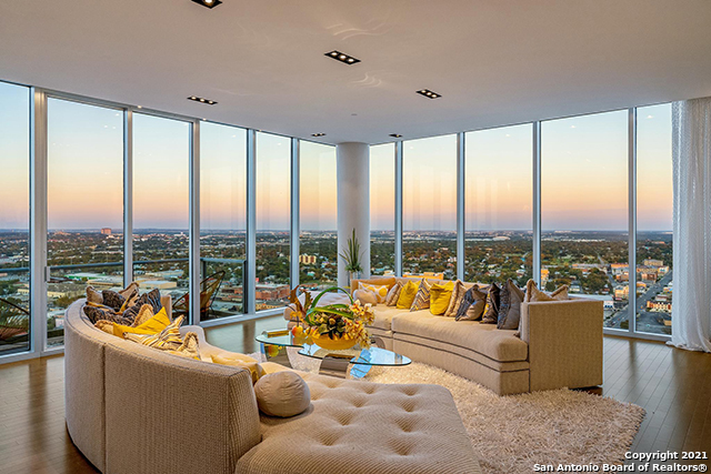 The best view in all of San Antonio can be yours in this stunning 5 bedroom penthouse in the sky in the Residences at The Alteza. This duplex penthouse has custom glass stairway connecting the two floors, custom lighting and finishing's throughout. The Master bedroom has a private balcony with sliding doors to the posh spa bath. There are three private balconies with panoramic views. Alteza Residences are located in Downtown San Antonio with 24-hour concierge services, a club Room available for private func