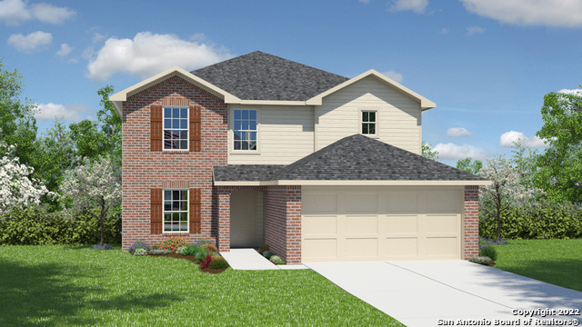 This home is currently under construction. The Landry is one of our larger floor plans, specifically designed with you and your growing family in mind. This layout features two-stories, 2678 square feet, 5 bedrooms, and 3.5 bathrooms.  The covered front patio opens into a foyer, utility room, and beautiful formal dining room with natural light.  The dining room leads into an open concept kitchen with stainless steel appliances, granite countertops, white subway tile backsplash, and angled kitchen island that faces the spacious family room, perfect for entertaining!  A covered back patio is located off the family room.  The private main bedroom suite is also located off the family room and features ceramic tile flooring, desirable double vanity sinks, separate garden tub and shower, private water closet, and large walk-in closet with plenty of shelving.  A half bath and storage closet are located by the stairs.  The second story features a versatile loft filled with natural light, two full bathrooms, four secondary bedrooms with spacious closets and a linen closet.  You'll enjoy added security in your new home with our Home is Connected features.  Using one central hub that talks to all the devices in your home, you can control the lights, thermostat and locks, all from your cellular device.    Additional features include tall 9-foot ceilings, 2-inch faux wood blinds throughout the home, luxury vinyl plank flooring in the entry, family room, kitchen, and dining area, ceramic tile in the bathrooms and utility room, pre-plumb for water softener loop, and full yard landscaping and irrigation.  Welcome to The Canyons at Amhurst! Find beautiful new homes in the fast-growing northwest side of San Antonio, located off Potranco Road, just minutes away from Lackland Air Force Base. Floor plans vary from three to five bedrooms and include granite kitchen countertops, stainless steel appliances, 9-foot ceilings and much more. These spacious floor plans range from 1,400 square feet to over 2,600 square feet and feature D.R. Horton's new smart home system, Home Is Connected, ensuring security and peace of mind. Residents of The Canyons at Amhurst residents enjoy Northside ISD schools, including Brennan High School. USDA 100% Financing Available if you qualify!*