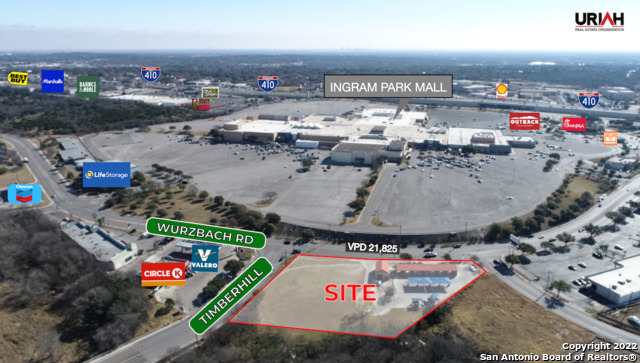 Excellent opportunity to purchase a 1.57 +/-  acre hard corner lot and an existing carwash on Wurzbach Rd. This property has 364  linear ft on Wurzbach Rd and 232  linear ft on Timberhill and is zoned C-3. Across the street from Ingram Park Mall, Best Buy and other national retailers. Perfect site for any business and includes car wash. Electricity, water and sewer on site.