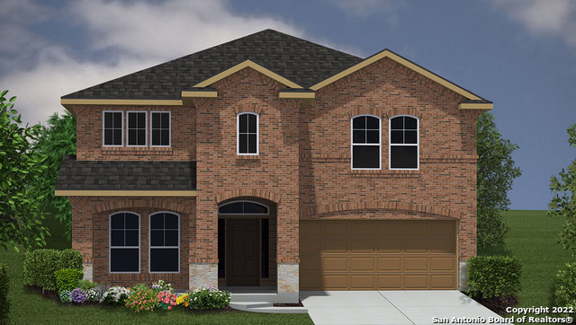This is a new D.R. Horton home, not yet completed. The Spicewood is a two-story, 2213 square foot, 3-bedroom, 2.5-bathroom home designed to make you and your family feel comfortable and welcomed. The first floor includes an office area adjacent to the large living room with high ceilings. The living room opens to a large eat-in kitchen with granite countertops and Whirlpool stainless steel appliances. Just off the dining area is a utility room, powder room, and large covered patio. The second floor highlights an open-to-below- loft that can be used as a TV room, game room, playroom, or lounge area. Upstairs are the two secondary bedrooms with walk-in closets and the first bedroom suite that features a large bathroom and walk-in closet. You'll enjoy added security in your new home with our Home is Connected features.  Using one central hub that talks to all the devices in your home, you can control the lights, thermostat and locks, all from your cellular device.  Additional features include, tall 9-foot ceilings, 2-inch faux wood blinds throughout the home, full yard irrigation, radiant barrier roof decking, and pre-plumb for water softener loop.  Welcome to Valley Ranch, #1 ranked community designed for families, friends and neighbors in every stage of life. Find beautiful new homes on the northwest of San Antonio, near Loop 1604 and Culebra Rd. Floor plans vary from three to six bedrooms and include granite kitchen countertops, stainless steel appliances, white cabinets per plan, 9 ft. ceilings, and much more. These spacious floor plans range from 1,580 square feet to over 3,500 square feet. Valley Ranch new construction homes will feature D.R. Horton's new smart home system, Home Is Connected, ensuring security and peace of mind. Residents will love access to Northside ISD schools, including Nathan Kallison Elementary School located within the community*, 10,000 square feet of resort-style amenities, nearby recreation at Government Canyon State Park, and weekly events organized by the Valley Ranch Lifestyle Director. Don't miss out on these stunning new homes at a great price! USDA 100% Financing Available if you qualify.