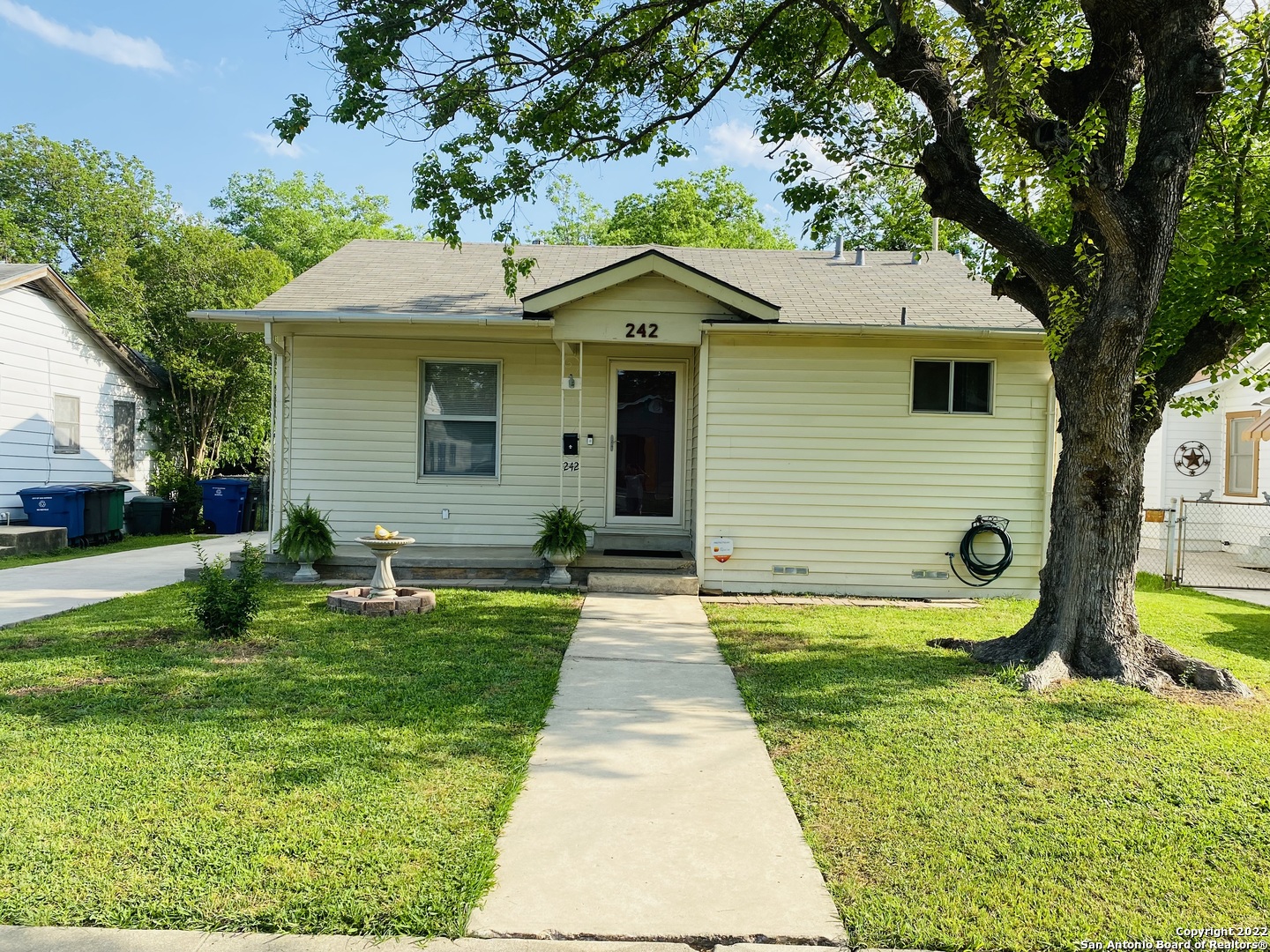 LOOK NO FURTHER!!!  This is the house you would want to call HOME!  This home is located in a well-establish neighborhood.  It is located approx 5 mins away from King William, Southtown, Blue Star, Riverwalk and downtown.   The Sellers recently added a master bathroom and a washroom. Home is a 3/2, however can be used as a 2/2 with two living areas (see suggested floor plan attached) or a 4/2 (dining room can be used as a bedroom) Highlights of the home:  newly added master bathroom and washroom, insulation of home, 2019 roof, original wood floors, storm windows, lots of closet/storage space.   The backyard consists of lots of shade, plants and fruit trees.   MAKE AN APPOINTMENT TODAY BEFORE IT IS GONE!   Forgot to mention, it is walking distance to an HEB, LIBRARY AND PARK (tennis and basketball courts, pavilion and playground).