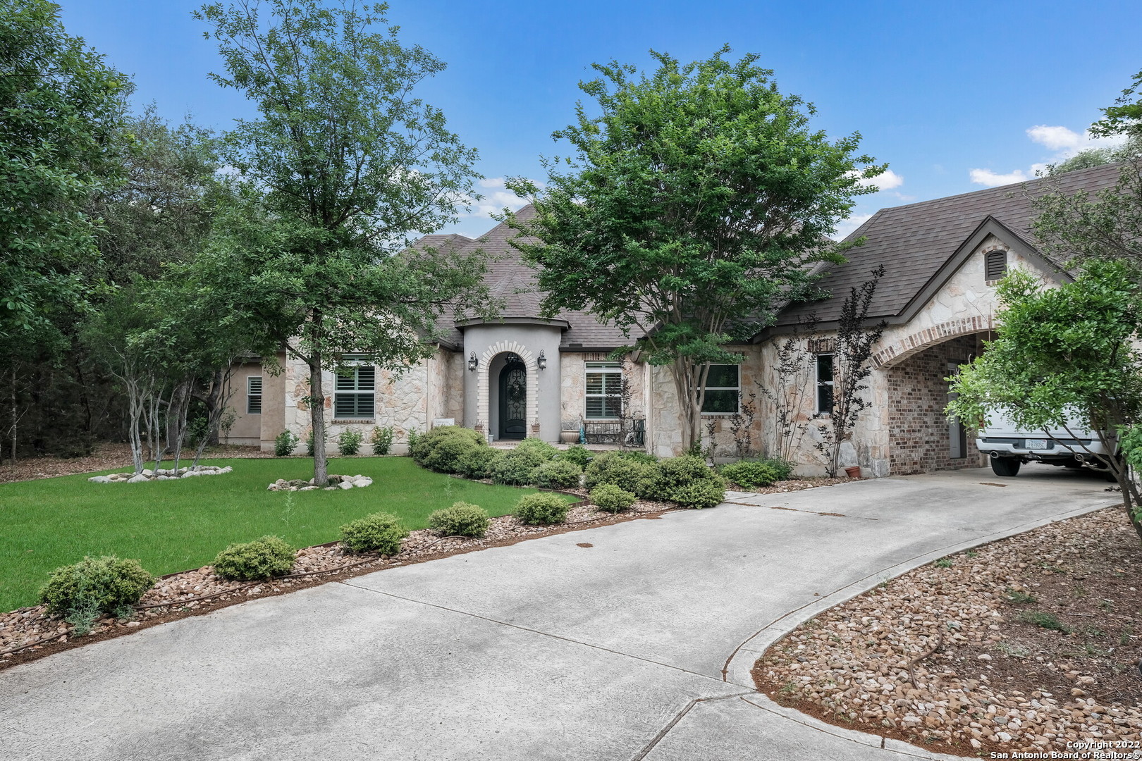 Charming French Country Home in Century Oaks Estates. This Large Custom Home has 3 Bedrooms with 3 1/2 Bathrooms. Features include Stone and Marble Counter Tops, Custom Cabinetry, Foam Insulation, 3 Car Garage, Central Vacuum, Large Backyard with Beautiful Mature Trees, Heated In-Ground Pool and Spa with Outdoor Kitchen as well as a Tesla charger.  Most Furnishings are Negotiable. Great Location and Minutes to the J.W Marriott. A Wonderful Entertainment Home. Offers due Thursday May 5th at 5:00 p.m.