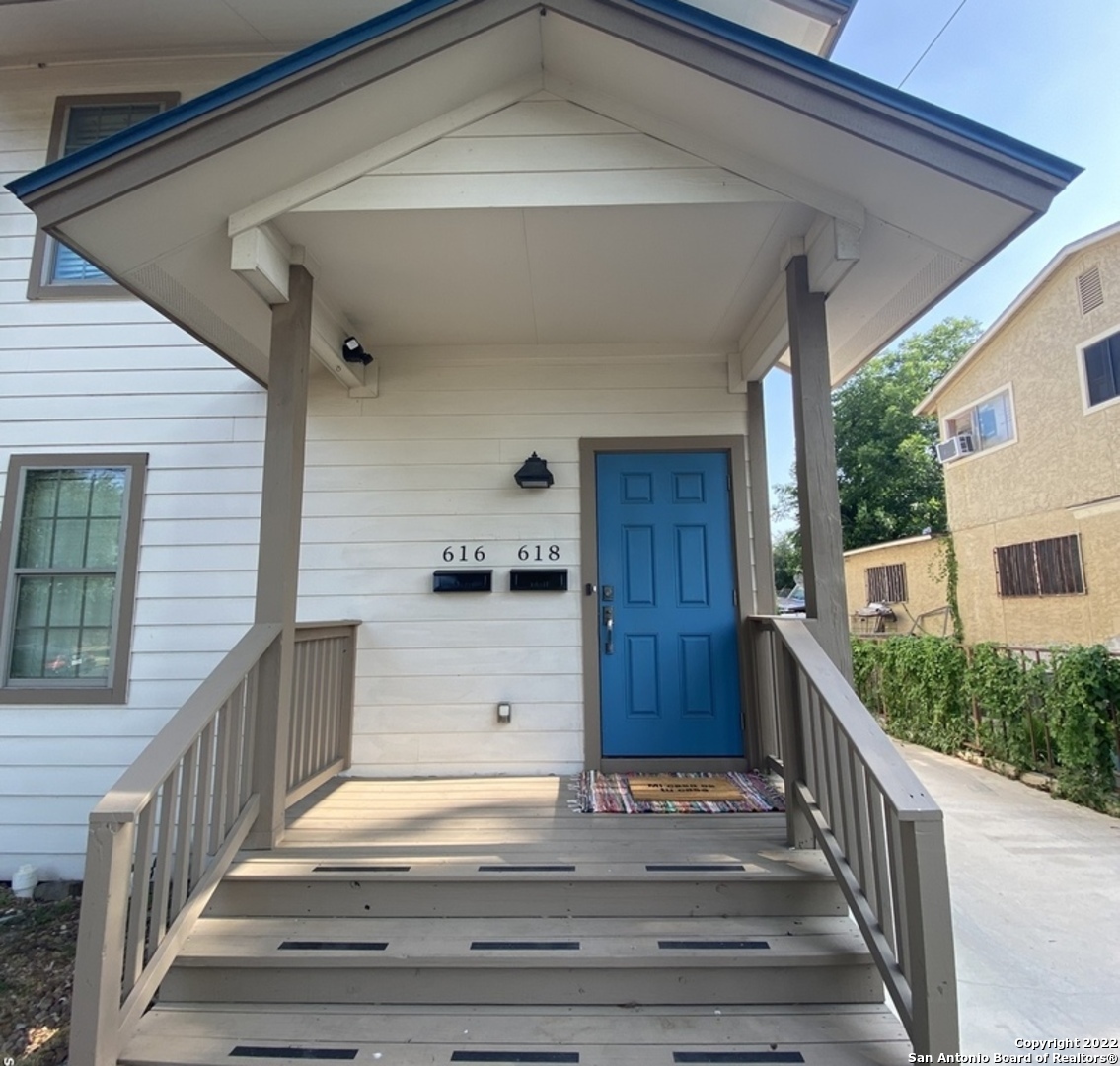 This is truly one of a kind! Investors the possibilities with this extremely rare opportunity are endless! Looking for a home that would be perfect for an AirBnb? This is it! This 3 bedroom, 3 bathroom, split level home is 2,974 sq ft. Each unit is identical with 1,487 sq ft. Each offers two master suites with their own entrance/patio and the 3rd bedroom has a bathroom right outside of the room. All three bedrooms offer huge walk-in closets and with plenty of space. There is no carpet throughout the home. Appliance in both units do convey. The 1st floor is furnished and that can be sold separately and will not convey. here is a park across the street and walking distance to HEB. Minutes from downtown with easy access to major highways. Rent out each room if you desire or live in one unit and rent out the other. You have a lot of options with this beautiful property. If you are looking for passive income this is a must see!