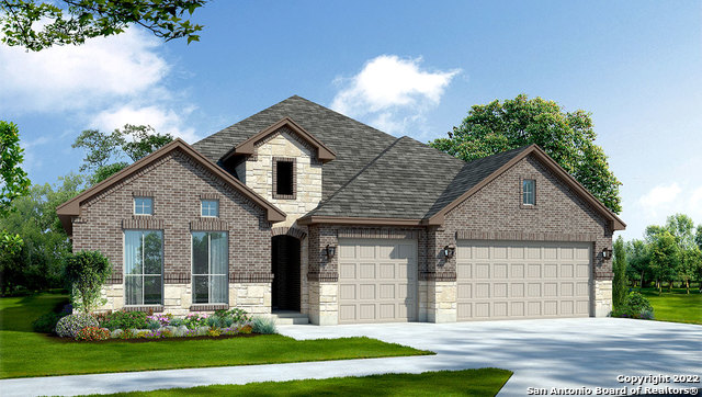 This home is currently under construction. The Kingsley has a unique layout with a grand entry vestibule. With 2550 sq. ft. of space, the Kingsley plan offers spacious rooms and a designer kitchen opening to the large living area. You will feel right at home with the kitchen flowing into a spacious breakfast nook, separate dining area, and secluded first bedroom retreat. The first bedroom suite offers a large luxurious ensuite bathroom including his and her vanities, spacious walk-in closet, and separate relaxing tub and shower. You'll enjoy added security in your new home with our Home is Connected features. Using one central hub that talks to all the devices in your home, you can control the lights, thermostat and locks, all from your cellular device. Additional features include gas cooktops, stainless steel appliances, granite kitchen countertops, ceramic tile at entry and all wet areas (per plan), and full yard irrigation and landscaping.
