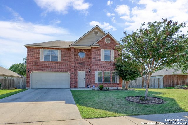 The last couple of years have taught us all the value of "HOME"!   This spacious  family home is located in a nice neighborhood in the desirable Boerne area... just blocks from the High School. Hunters Creek is the last street of this quiet subdivision and adjoins to a green Belt. NO HOA FEES!  The open living room/island kitchen /dining area are perfect for coming together with the family at the end of the day.  The first floor offers one bedroom and a separate study providing private space for working remotely.  An  oversize master suite and three secondary bedrooms are located upstairs.   The huge backyard features a pool surrounded by a great patio / bbq area and lots of room for kids to run. Everything is in place waiting for someone to add a personal touch and create private oasis.
