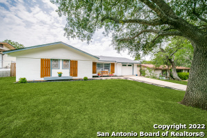 Beautifully remodeled mid century modern home located in the heart of San Antonio's huge medical megacomplex, the South Texas Medical Center (STMC). Home to over a dozen major hospital, surgical, research and treatment facilities, including the VA hospital complex, University Hospital and the UT Health Science Center, the STMC is South Texas's medical facilities jewel! From your front door to the STMC it is less than 1/2 mile. Talk about saving gas on your commute. Also, only 12 minutes to Six Flags over Texas and La Cantera Mall and The Rim, some of SA's best shopping and entertainment venues. Not to mention for those that want to make Downtown or the ever popular Pearl complex near downtown a destination, your just 15 minutes away. Location, Location, Location!  This 1552 s.f. 3 BR 2 BA home's list of upgrades includes, all NEW electrical wiring and panels, NEW Pex water lines, NEW high efficiency HVAC system, NEW blown in R38 insulation and R13 batt insulation. NEW shaker style kitchen cabinets and an island covered with gorgeous quartz countertops. NEW appliances, including gas range, built in micro and dishwasher! NEW water heater. NEW recessed can lighting and light fixtures. NEW German engineered 14mm luxury flooring in all areas except in the completely remodeled bathrooms which boast their own NEW designer tile floors and shower surrounds and NEW tub, complemented with all NEW fixtures, toilets, hardware throughout home to go with NEW exterior and interior doors. Roof is an upgraded dimensional shingle style roof put on in Sept. of 2020 along with solar powered attic fans. NEW interior paint in popular light grey color to complement your modern decor.   Floorplan features lots of natural light and open style layout with a welcoming main living area open to a dedicated dining room which overlooks large backyard. Plus, add a beautiful island kitchen with lots of cabs and you have the perfect setting to entertain family and friends.  Glass panel double barn doors invite you to 2nd living area/flex space ideal for media room, office, or kids retreat. And with the upscale designer tile in your oversized 12 x 13 utility room, you can even enjoy laundry day. This home is just what you have been looking for! All set on a cul du sac street, on a large wide lot with your very own huge shade tree.   Excellent Air BNB opportunity for investors looking to add a high demand property to their portfolio. Again, location, location, location!  Why buy new, when you can own this amazingly remodeled one story home in a PRIME San Antonio area! Call to schedule your tour today!