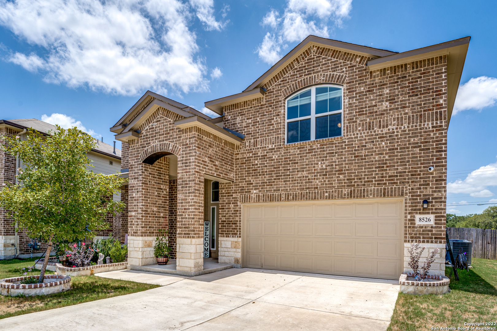 Beautifully maintained 2 story home located in the Valley Ranch community near I-410 and 1604. Minutes away from Sea World, The Rim and Six Flags Fiesta Texas. Bright open floor plan with custom ceiling treatments and laminate wood-like floors throughout main living areas. Private study upon entrance with French doors . Island kitchen features granite countertops, abundant cabinetry, and eat in breakfast nook. The spacious living room opens up to the oversized backyard which backs up to green space. The expanded deck has built-in seating-perfect for summer nights! Comfortable master suite boasts generous walk-in closet as well as private bath with dual vanity, separate shower, and garden tub. Generously sized family room on second floor that could be turned into a game or media room. Home features energy efficient solar panels!