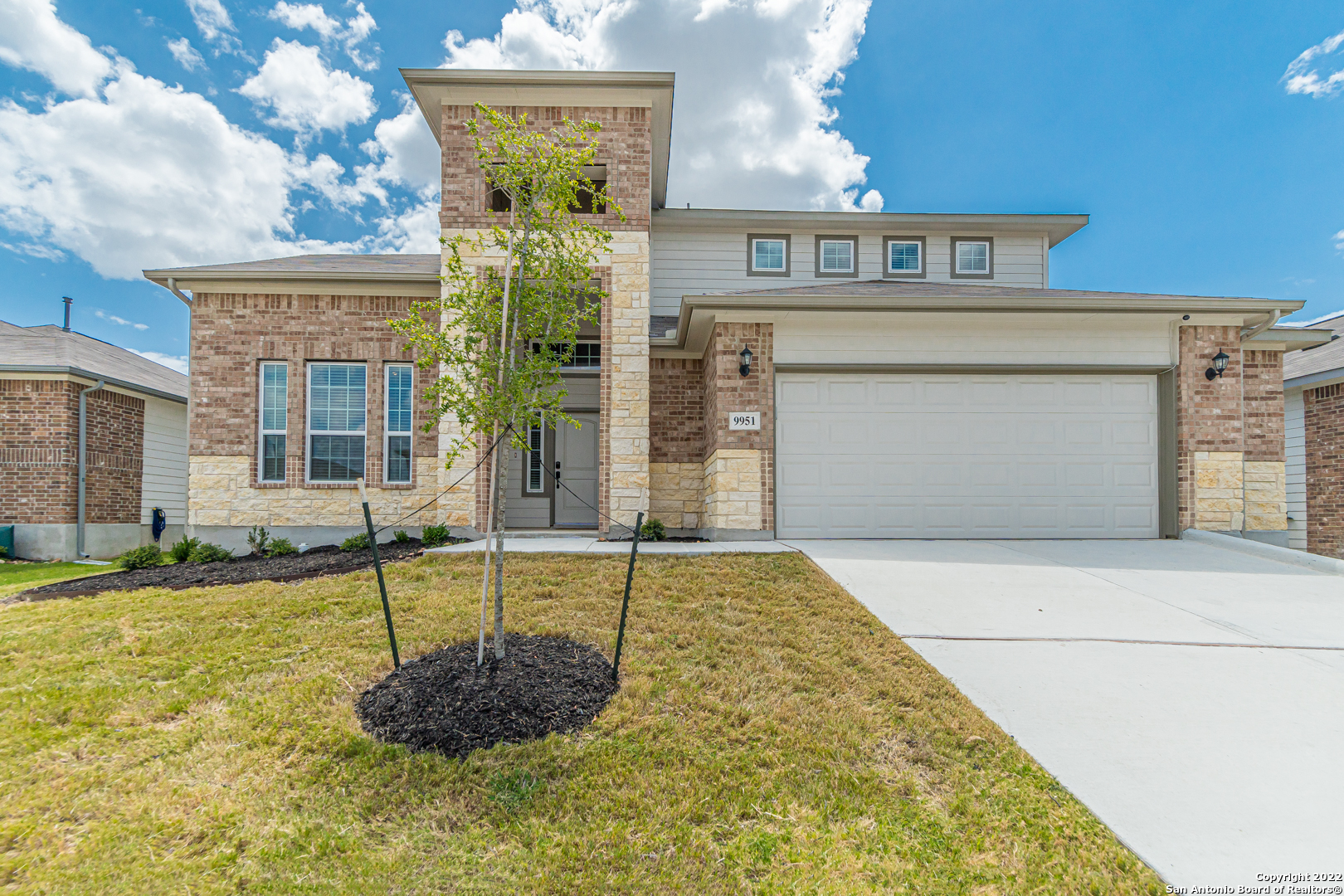Like New! move in ready. Open floor plan.  Game and media room. Upgraded features are 5' Garage Extension, Covered Patio, Metal Stair Spindles, Natural Stone Limestone to front exterior. Luxury Vinyl Plank flooring. Complete with an irrigation system, water softener.