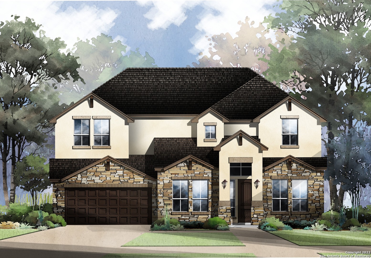 Come & experience the desireable Hill Country Lifestyle in your newly constructed Monticello Home in gated River Rock Ranch community. 9033 Imposing Oak features our LAFAYETTE plan - 3,481 sqft, 2 story -4 bedroom/3.5 bath home, perfect for large families. Includes a Study, Media Rm & Game Rm. The large 19 x 10 extended covered patio is perfect for outdoor living or entertaining guests. Complete with high ceilings, oversized windows, and a 3 car tandem garage. Current pricing features a multiitude of upgrades including cabinets, flooring, countertops, bay window in master bedroom, and much more. Home is pre-plumbed for future water softner & comes with home security. Other features include an attractive landscaping package complete with full sod, irrigation, and cedar privacy fence.
