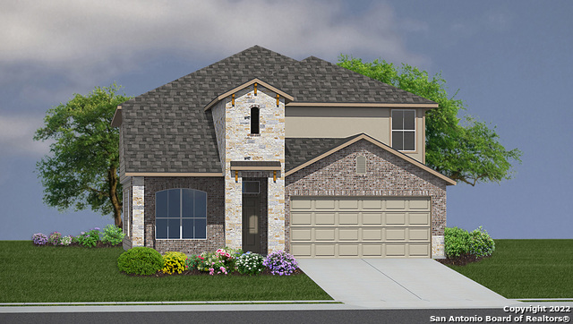 This home is currently under construction. The Stallion is a two-story, 4-bedroom, 2.5 bath home featuring 3284 square feet of living space. The first floor offers a welcoming entry way that opens to a secluded study room adjacent to a charming dining area. A private hallway off the entry connects a powder bath and utility room, as well as a 2-car garage. Past the dining area is a spacious eat-in kitchen and breakfast nook that extends to an optional covered patio creating a perfect outdoor dining space! The living room flows from the kitchen and breakfast area and offers a great storage closet and optimal space for entertaining. A private hallway off the kitchen leads to the bedroom 1 suite which features a large ensuite with walk-in closet. The second floor highlights an open game room that flows into a spacious den area and optional balcony. Located off the game room area is a hallway connecting a full bath, two secondary bedrooms and a third secondary bedroom with private full bath and walk-in closet.  You'll enjoy added security in your new DR Horton home with our Home is Connected features.  Using one central hub that talks to all the devices in your home, you can control the lights, thermostat and locks, all from your cellular device.