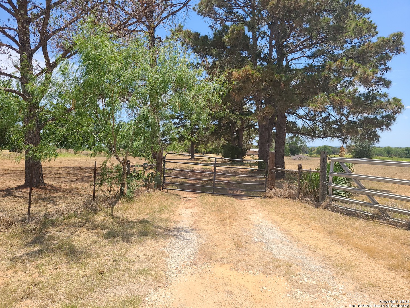 7 ACRES, only 2 miles out of La Vernia on FM 1346, nice pine trees line drive back to the home, this property is a diamond in the rough, HORSE FRIENDLY land, several fenced areas, investors welcome. Perfect location to build a forever home. New survey needed. Property sold AS-IS.