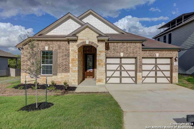 **This gorgeous 1-story home welcomes with a stained Manchester entry door. Enjoy creating culinary adventures in the open kitchen with 42-in. upper cabinets, sleek Silestone countertops, and Whirlpool double oven range, microwave/hood, and 4-option dishwasher. The primary bath offers an extended raised vanity with knee space, Moen Dartmoor lavatory faucets, and a garden tub/shower with tile surround. The secondary bath has an extended vanity. Upgraded Shaw carpeting with 3/8" padding extends through the living and bedroom spaces. Outdoor living is a breeze with an extended covered patio, full sprinkler system, and full gutter system. Other features include:  Kwikset Tustin lever interior door hardware, garage door opener with keyless entry pad, finished out garage, reverse osmosis system, wireless security system, soft water loop.**Ready to move in.