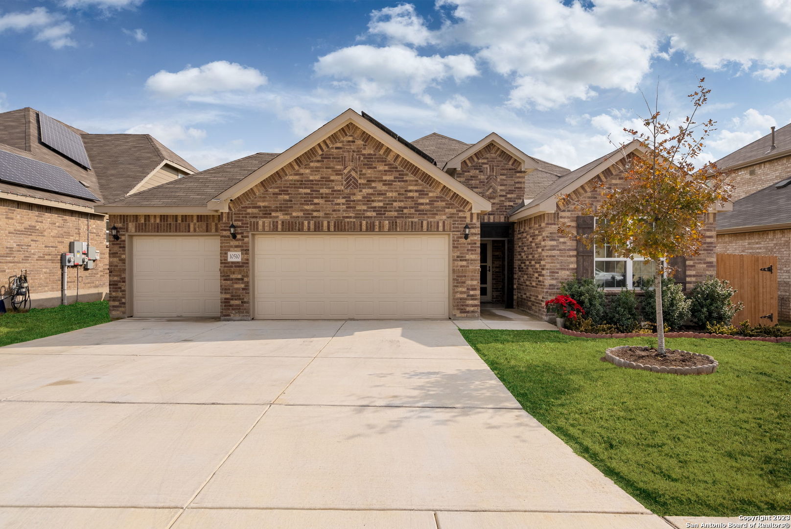 ** Open house 01/14(Sat) & 01/15(Sun) @ 11AM to 2:30 PM **    **  OVERSIZED 3 CAR GARAGE, 4 BEDS, 3 FULL BATHS, 3022 SqFt, 2019 BUILT.    This home is totally energy independent, no need to worry about power outages with the Tesla batterywall! SUPER LOW ENERGY BILL!  The beautiful move-in ready home is located on a 60' x 120' lot on a green belt in the Davis Ranch Subdivision! This immaculate home features an open floor plan with a large living room, gorgeous kitchen, separate dining, the MASTER BED along with a secondary bedroom and office on the FIRST FLOOR, two bedrooms upstairs along with a huge game room, wood-like tiles throughout the main areas of the home, and only carpet in the bedrooms. The homeowners put so much love into this home with multiple upgrades, 2022 TESLA SOLAR PANELS WITH "POWERWALL HOME BATTERY" INSTALLED ON MARCH 2022!!!! That comes with a 25 year transferable warranty, owners paid over $46,000 for Tesla Solar Panels, sellers have a balance of $43,300 for solar panels and will pay off the balance with the purchase of the home, also with the    Tesla battery you'll never have to worry about any power outages.  The security system/cameras, epoxy garage floors, natural gas line on back patio for BBQ Grill, enclosed screened front porch with heavy duty security storm door, enclosed screen back patio with tiled flooring, remote controlled ceiling fans in every room, jetted master bathroom tub, custom glass shower door in upstairs bathroom, window tint, utility sink in the laundry room, extended back yard fencing along both sides of the home with two usable gates, new upgraded floor tiles on the main floor of home completed in December 2022, and upgraded irrigation for the garden.  Water softener is paid in full! OVER $85,000 IN UPGRADES!  Zoned for Northside ISD schools to include the newest NISD High School Sotomayor High School, quick access to the highways, minutes away from JBSA Bases, and a short drive to local stores and great restaurants. Schedule your showing appointment today to see this wonderful home!