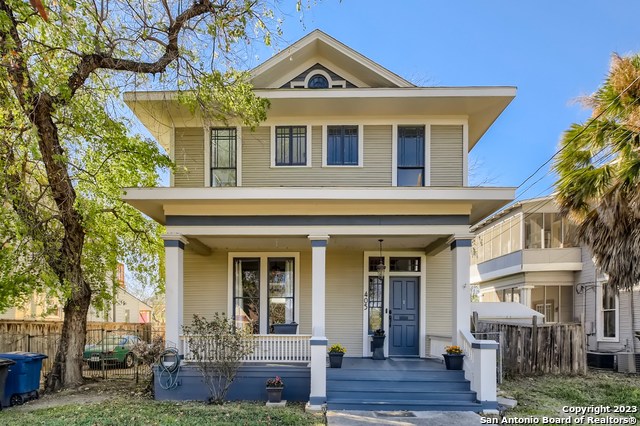 OPEN HOUSE on SUNDAY (3/26) 1-4 pm. Beautiful classic Tobin Hill home with welcoming front porch that instantly makes you feel at home! Walking distance to shopping and restaurants at the Pearl and Main Street. Thoughtfully remodeled to include an enlarged primary bedroom with sitting area and ensuite bathroom featuring an elegant clawfoot tub inside the shower enclosure; engineered Hickory flooring, updated contemporary second bath; large kitchen with gas range, new paint inside and out, new HVAC with digital thermostat, wired with Fiber Optics, and attic sprayed with radiant barrier. These modern updates blend perfectly with the original crown molding, stain glass windows, transomed doorways and tall ceilings. With renovations, this home is 2,326 sqft (BCAD has it at 1,944 sq. ft). Foundation repaired, reinspected in February 2023 and includes a transferrable warranty. Possibility to rebuild the detached guest house in back yard as it was an original structure on the property. Enjoy as a primary residence or short term rental.